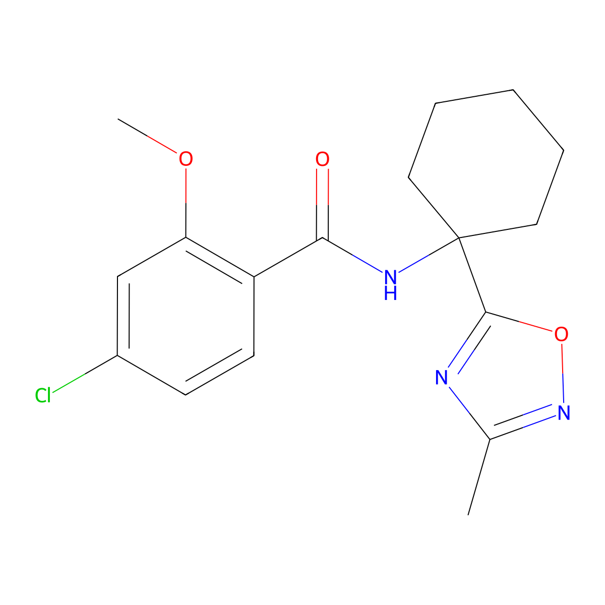 4-chloro-2-methoxy-N-[1-(3-methyl-1,2,4-oxadiazol-5-yl)cyclohexyl]benzamide molecular structure, CAS 1396674-47-7