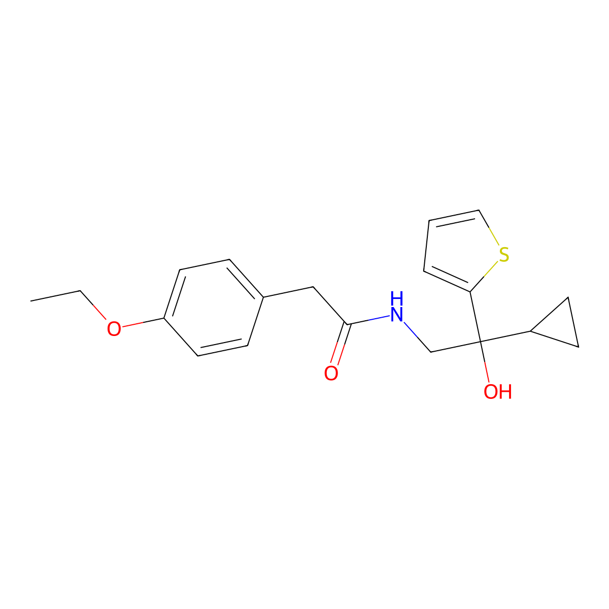 N-[2-cyclopropyl-2-hydroxy-2-(thiophen-2-yl)ethyl]-2-(4-ethoxyphenyl)acetamide molecular structure, CAS 1396674-48-8