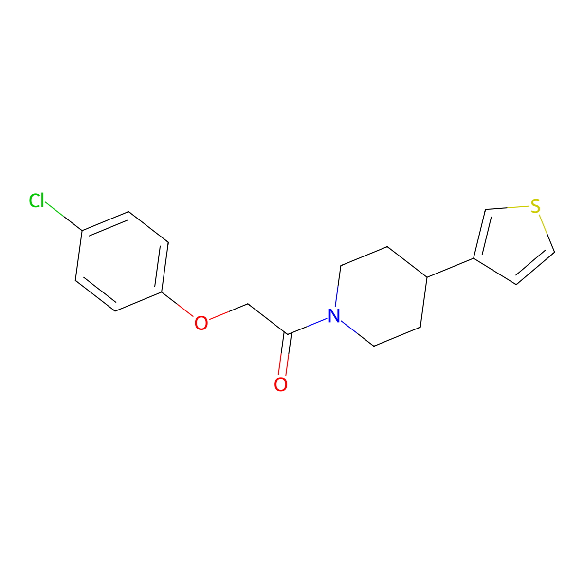 2-(4-Chlorophenoxy)-1-(4-(thiophen-3-yl)piperidin-1-yl)ethanone molecular structure, CAS 1396674-55-7