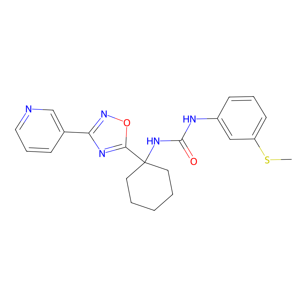 1-(3-(Methylthio)phenyl)-3-(1-(3-(pyridin-3-yl)-1,2,4-oxadiazol-5-yl)cyclohexyl)urea molecular structure, CAS 1396674-57-9