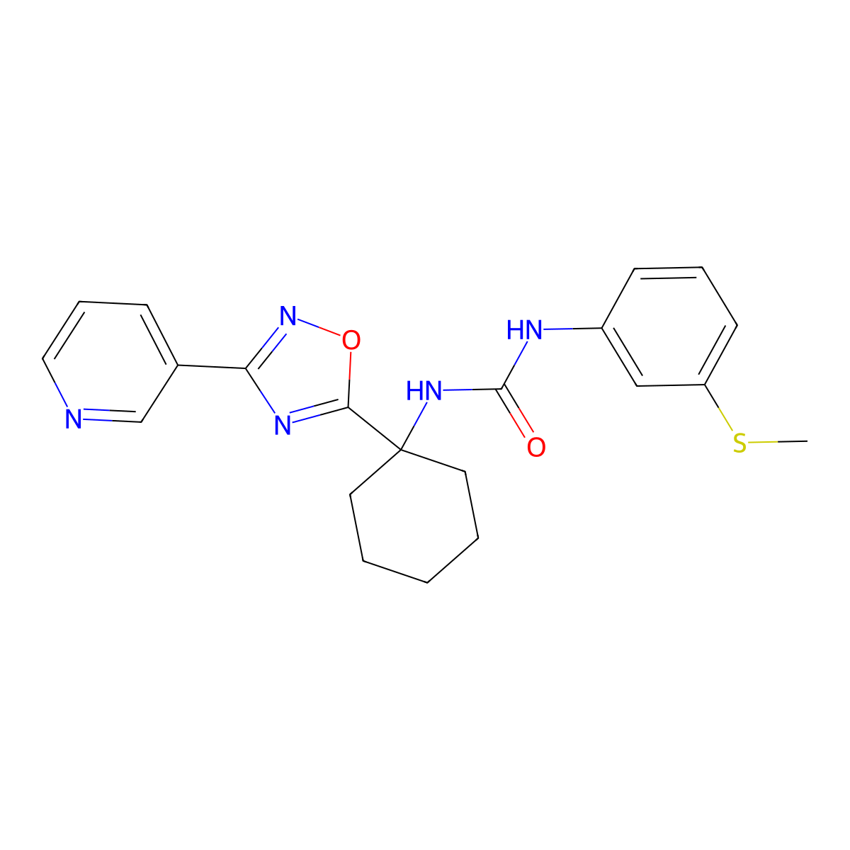 1-(3-(Methylthio)phenyl)-3-(1-(3-(pyridin-3-yl)-1,2,4-oxadiazol-5-yl)cyclohexyl)urea molecular structure, CAS 1396674-57-9