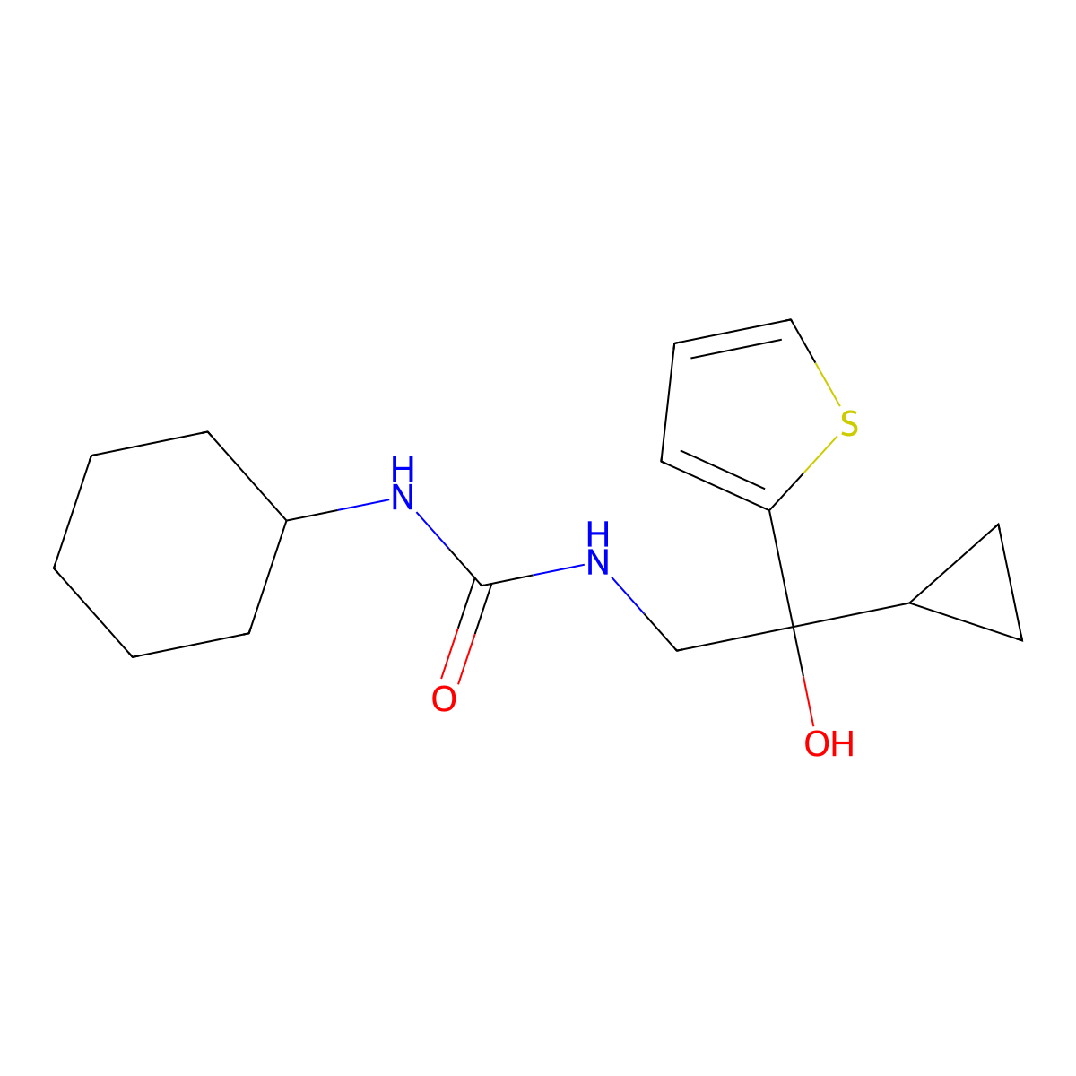 1-Cyclohexyl-3-[2-cyclopropyl-2-hydroxy-2-(thiophen-2-yl)ethyl]urea molecular structure, CAS 1396674-78-4