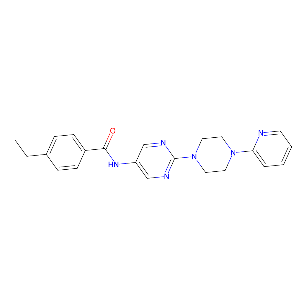 4-ethyl-N-{2-[4-(pyridin-2-yl)piperazin-1-yl]pyrimidin-5-yl}benzamide molecular structure, CAS 1396674-79-5