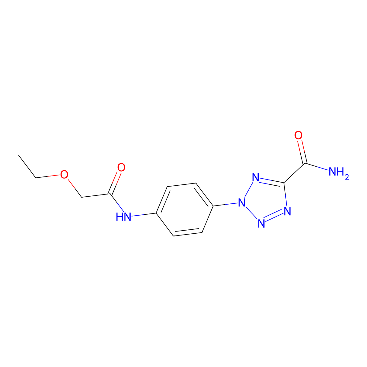 2-(4-(2-ethoxyacetamido)phenyl)-2H-tetrazole-5-carboxamide molecular structure, CAS 1396674-81-9
