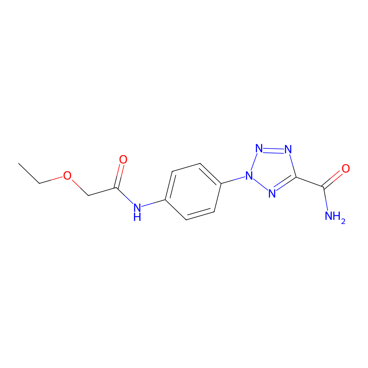 2-(4-(2-ethoxyacetamido)phenyl)-2H-tetrazole-5-carboxamide molecular structure, CAS 1396674-81-9