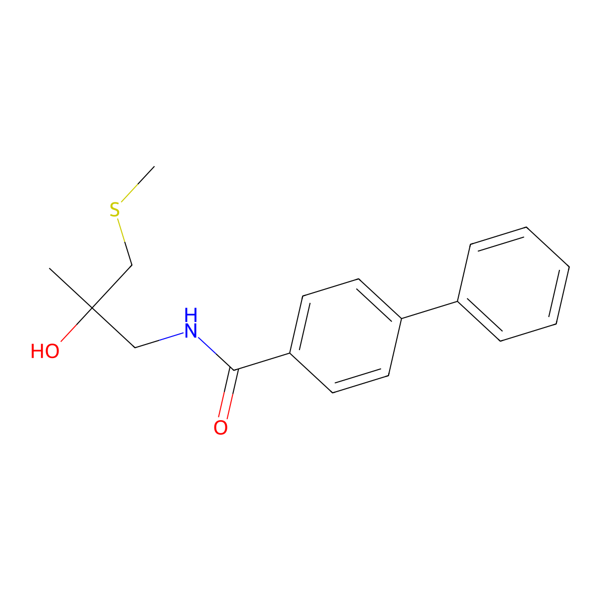 N-(2-hydroxy-2-methyl-3-(methylthio)propyl)-[1,1'-biphenyl]-4-carboxamide molecular structure, CAS 1396674-88-6
