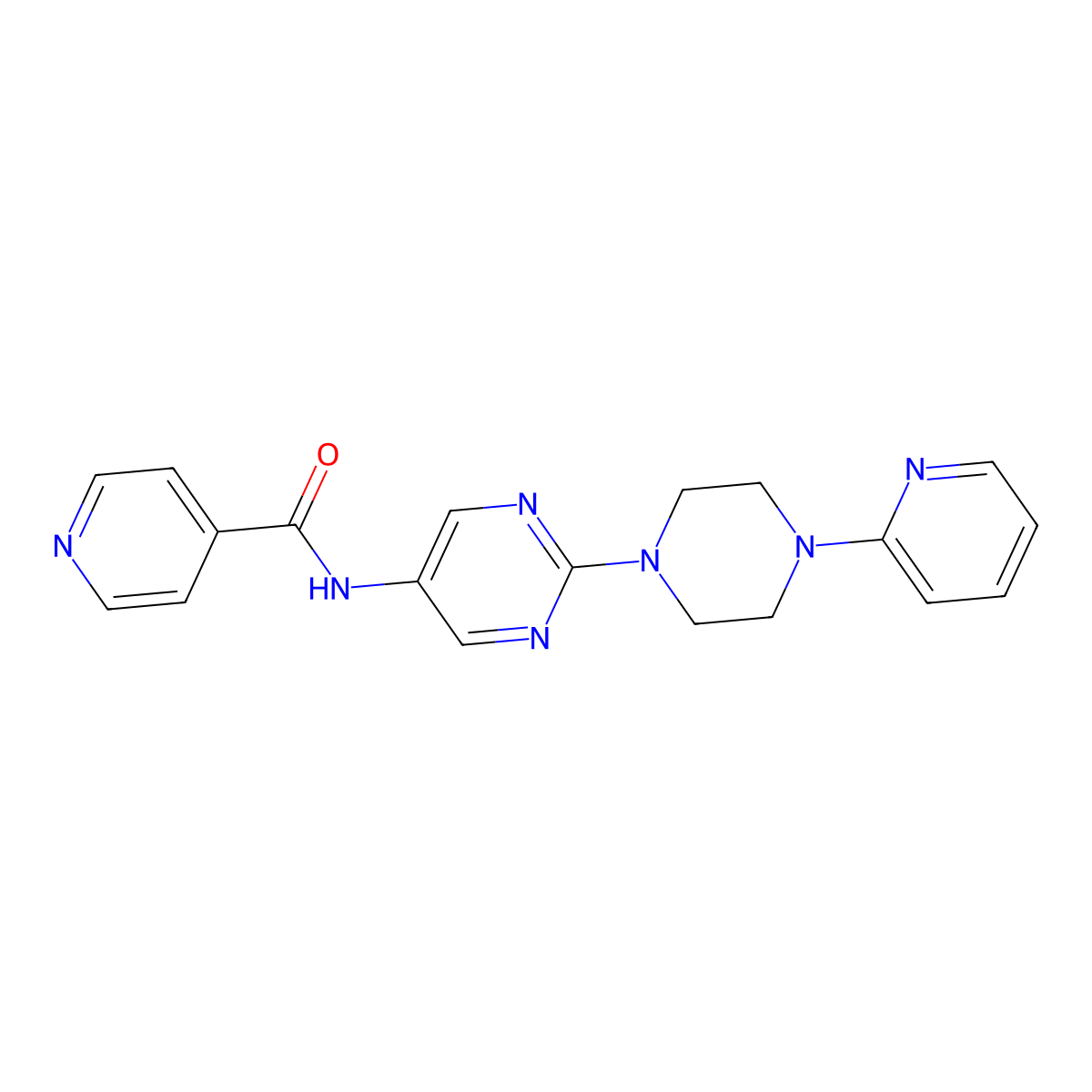 N-(2-(4-(pyridin-2-yl)piperazin-1-yl)pyrimidin-5-yl)isonicotinamide molecular structure, CAS 1396674-95-5