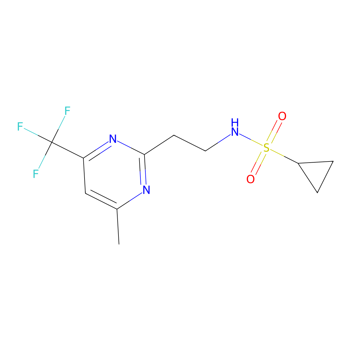 N-{2-[4-methyl-6-(trifluoromethyl)pyrimidin-2-yl]ethyl}cyclopropanesulfonamide molecular structure, CAS 1396674-98-8