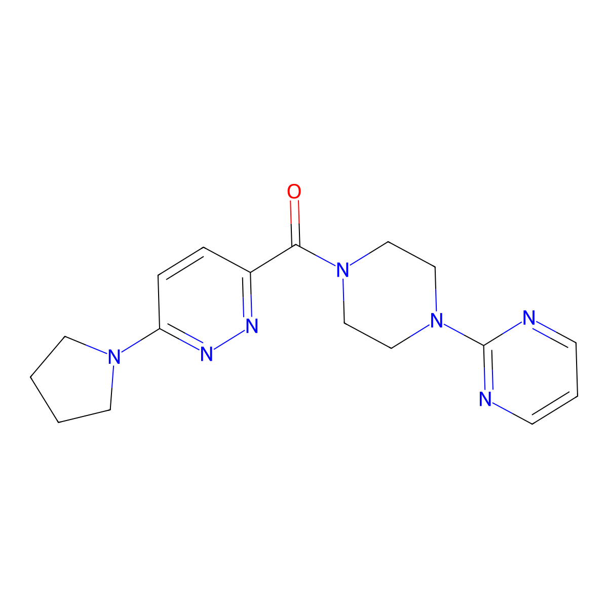 (4-(Pyrimidin-2-yl)piperazin-1-yl)(6-(pyrrolidin-1-yl)pyridazin-3-yl)methanone molecular structure, CAS 1396675-00-5