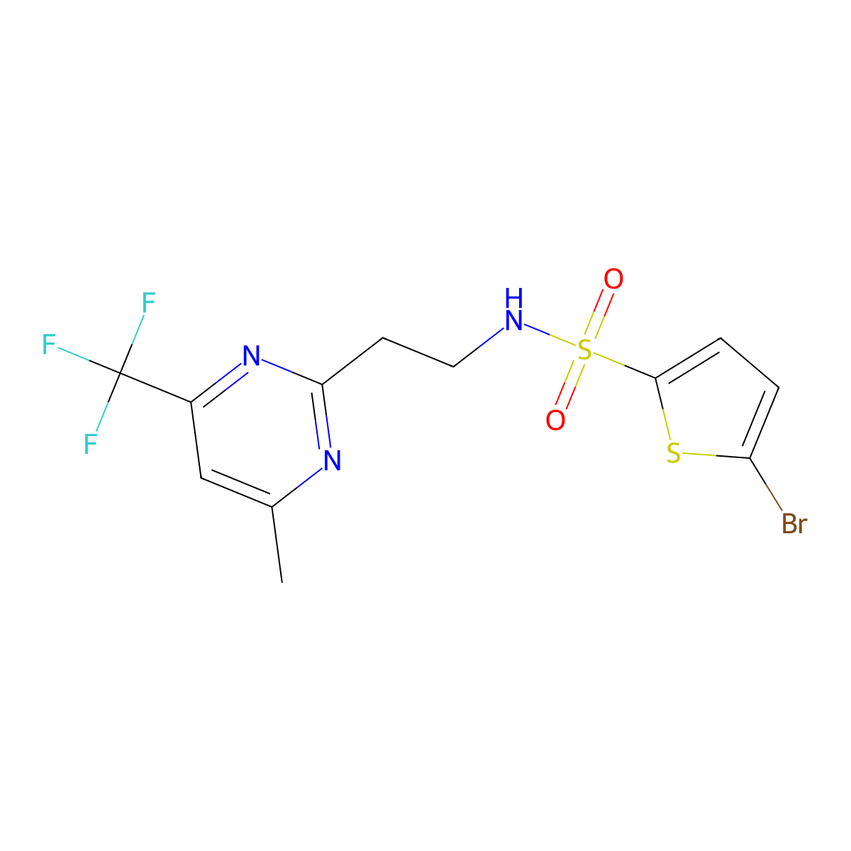 5-bromo-N-{2-[4-methyl-6-(trifluoromethyl)pyrimidin-2-yl]ethyl}thiophene-2-sulfonamide molecular structure, CAS 1396675-08-3
