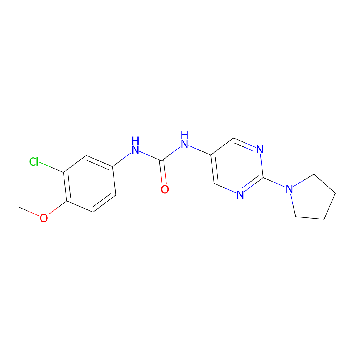 1-(3-Chloro-4-methoxyphenyl)-3-(2-(pyrrolidin-1-yl)pyrimidin-5-yl)urea molecular structure, CAS 1396675-12-9