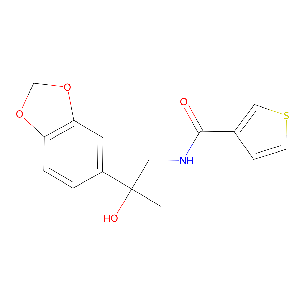 N-(2-(benzo[d][1,3]dioxol-5-yl)-2-hydroxypropyl)thiophene-3-carboxamide molecular structure, CAS 1396675-28-7