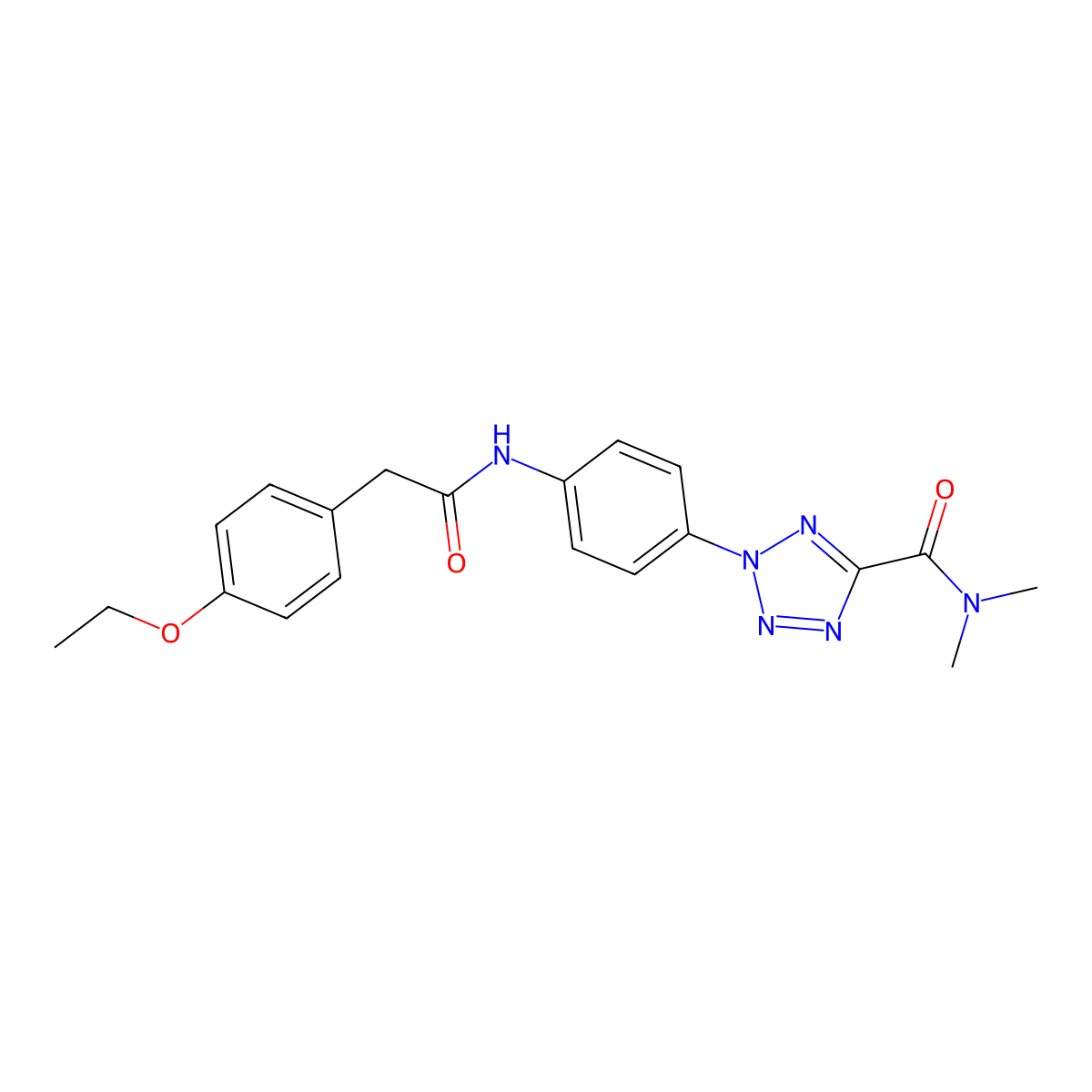 2-(4-(2-(4-ethoxyphenyl)acetamido)phenyl)-N,N-dimethyl-2H-tetrazole-5-carboxamide molecular structure, CAS 1396675-29-8