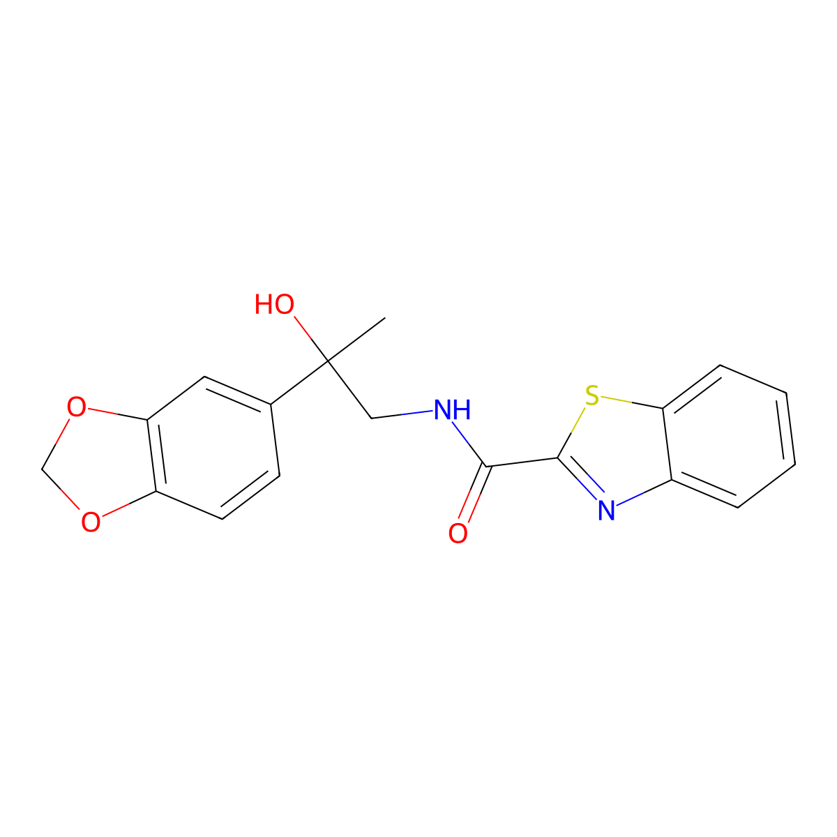 N-(2-(benzo[d][1,3]dioxol-5-yl)-2-hydroxypropyl)benzo[d]thiazole-2-carboxamide molecular structure, CAS 1396675-36-7
