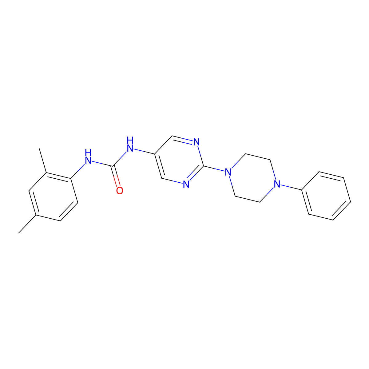 1-(2,4-Dimethylphenyl)-3-[2-(4-phenylpiperazin-1-yl)pyrimidin-5-yl]urea molecular structure, CAS 1396675-38-9