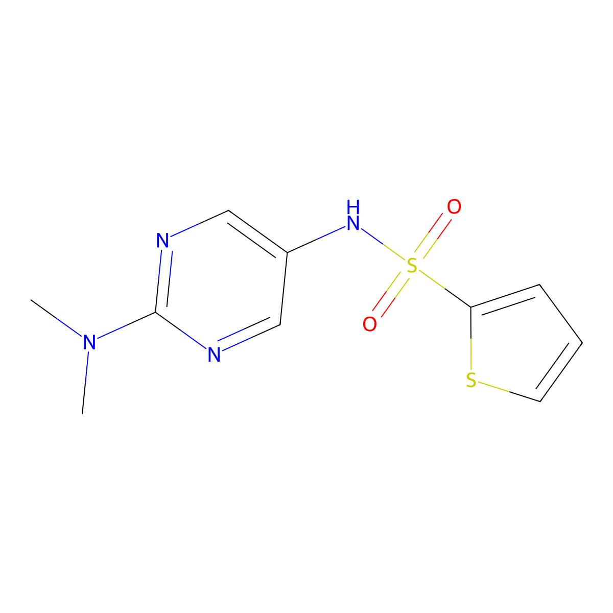 N-[2-(dimethylamino)pyrimidin-5-yl]thiophene-2-sulfonamide molecular structure, CAS 1396675-50-5
