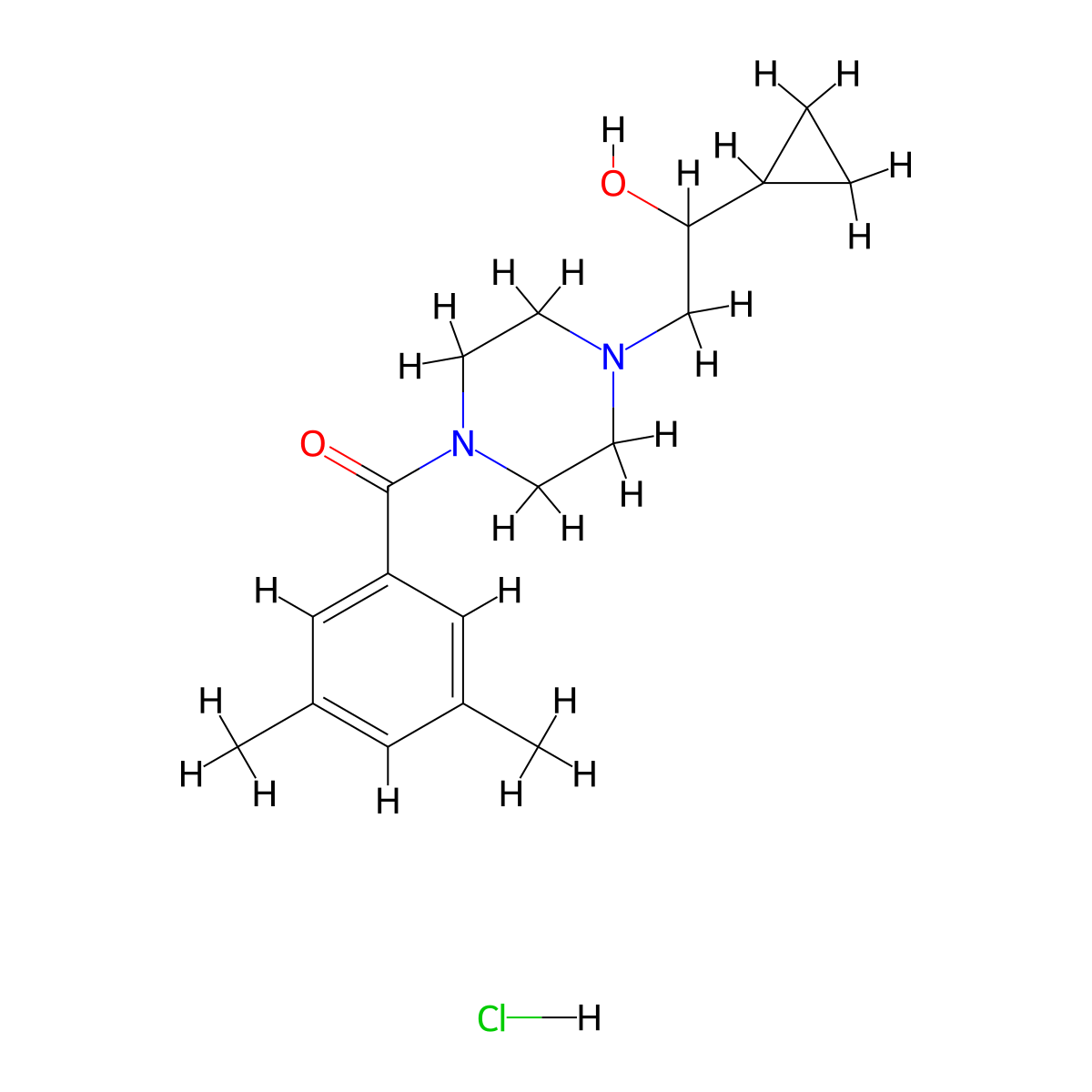 (4-(2-Cyclopropyl-2-hydroxyethyl)piperazin-1-yl)(3,5-dimethylphenyl)methanone hydrochloride molecular structure, CAS 1396675-51-6