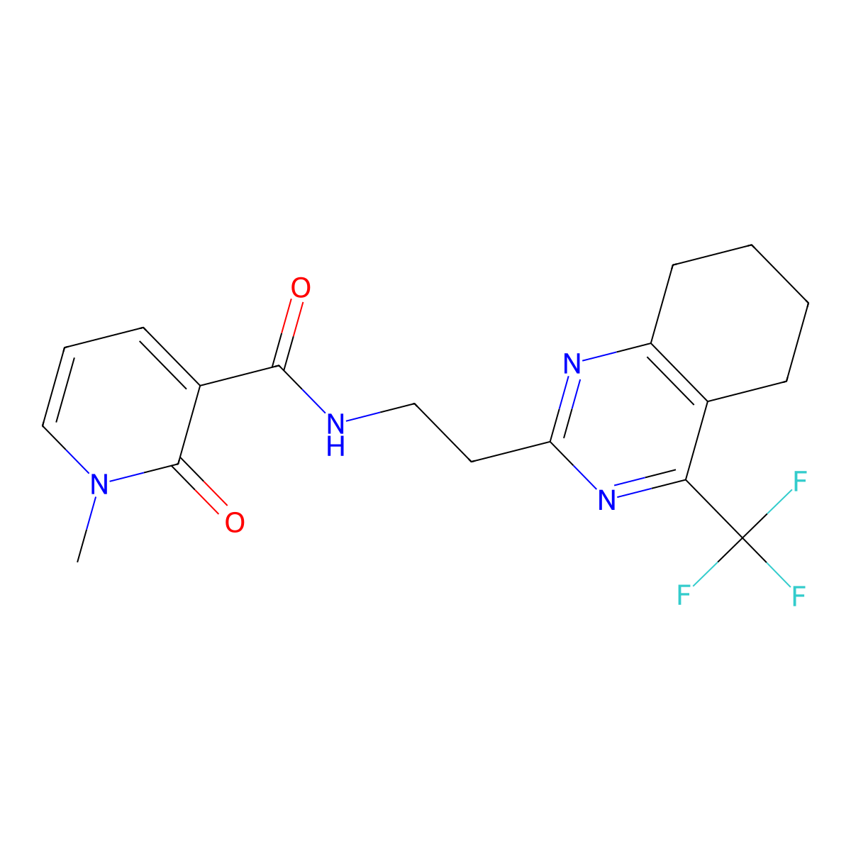 1-methyl-2-oxo-N-{2-[4-(trifluoromethyl)-5,6,7,8-tetrahydroquinazolin-2-yl]ethyl}-1,2-dihydropyridine-3-carboxamide molecular structure, CAS 1396675-56-1