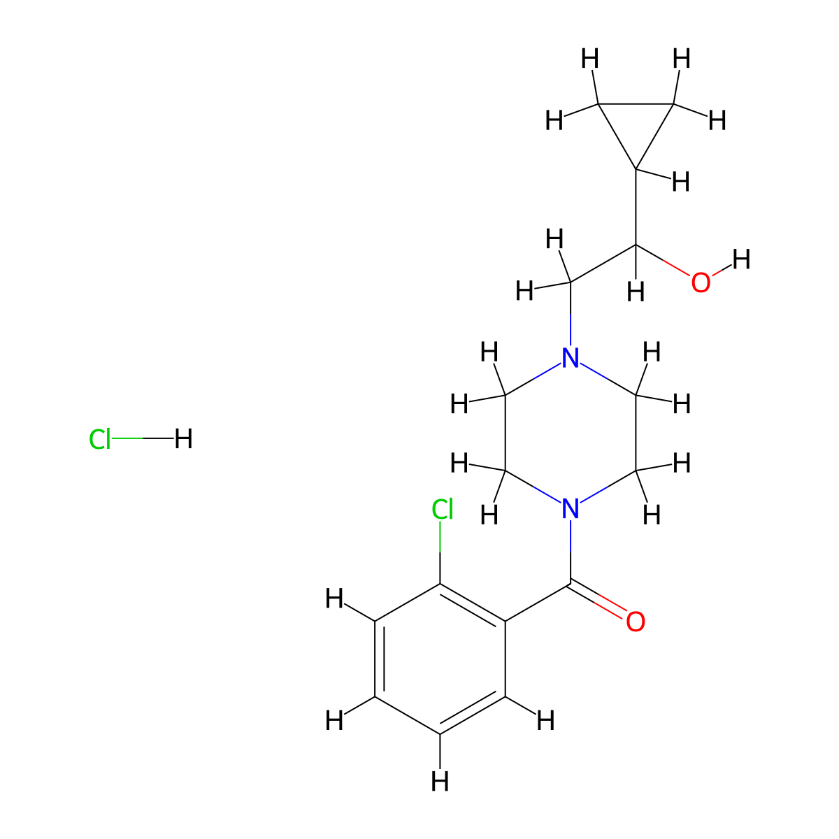 (2-Chlorophenyl)(4-(2-cyclopropyl-2-hydroxyethyl)piperazin-1-yl)methanone hydrochloride molecular structure, CAS 1396675-62-9