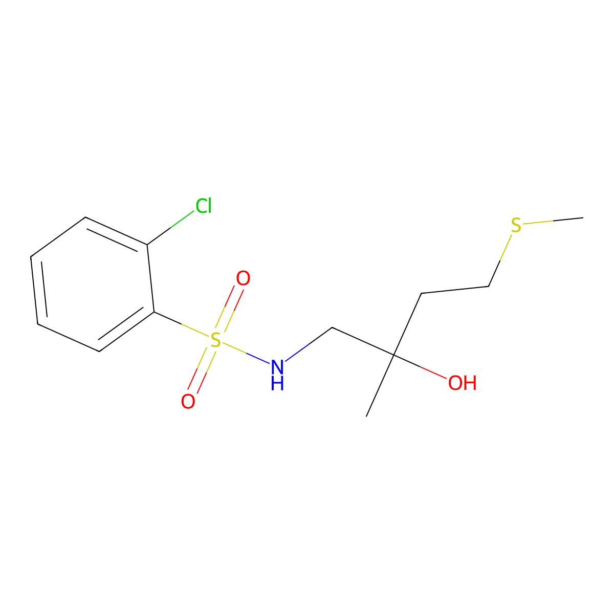 2-chloro-N-(2-hydroxy-2-methyl-4-(methylthio)butyl)benzenesulfonamide molecular structure, CAS 1396675-69-6