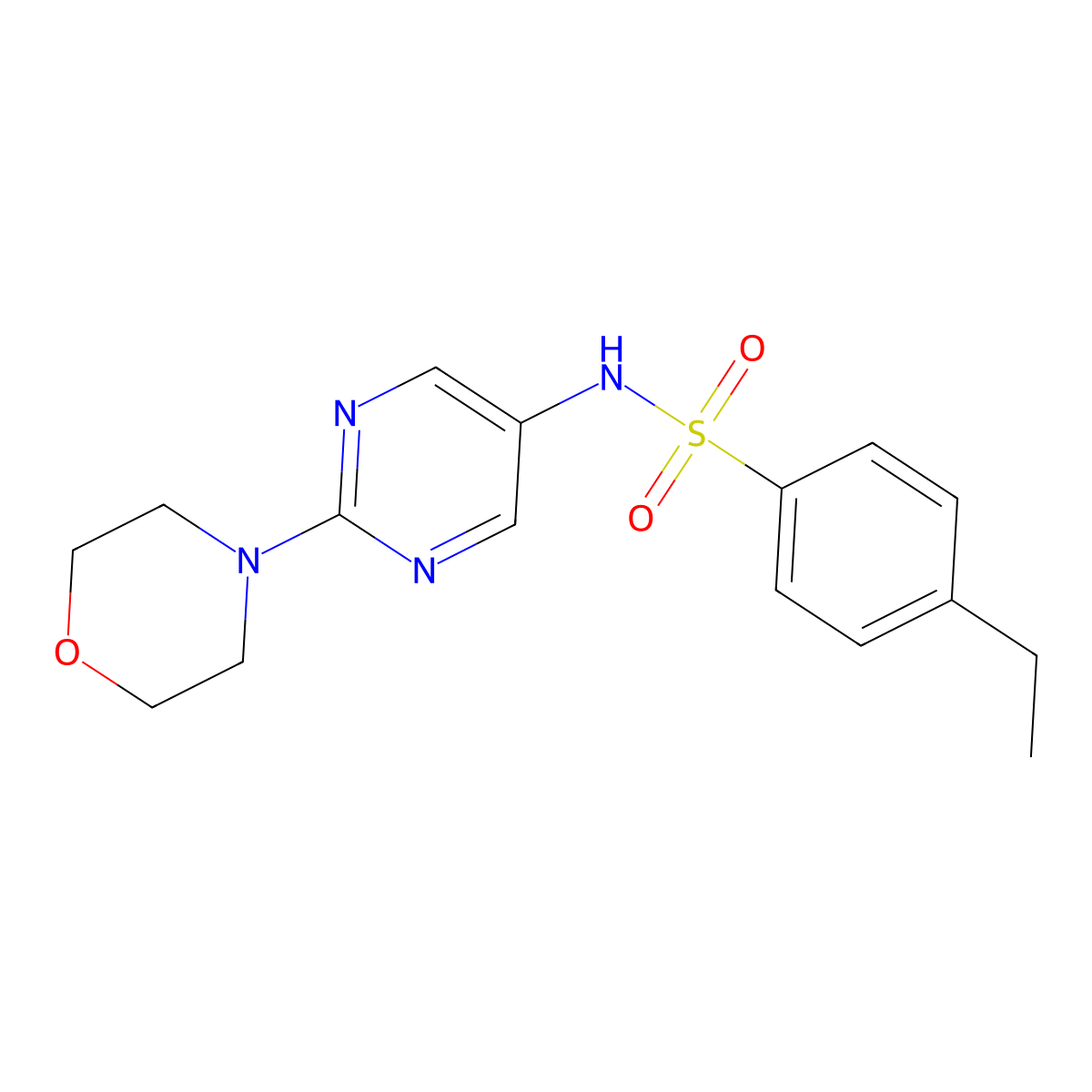 4-ethyl-N-(2-morpholinopyrimidin-5-yl)benzenesulfonamide molecular structure, CAS 1396675-71-0