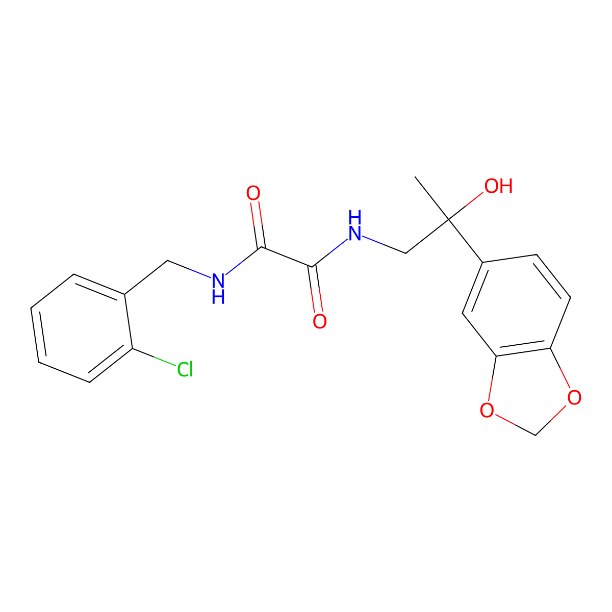 N1-(2-(benzo[d][1,3]dioxol-5-yl)-2-hydroxypropyl)-N2-(2-chlorobenzyl)oxalamide molecular structure, CAS 1396675-77-6