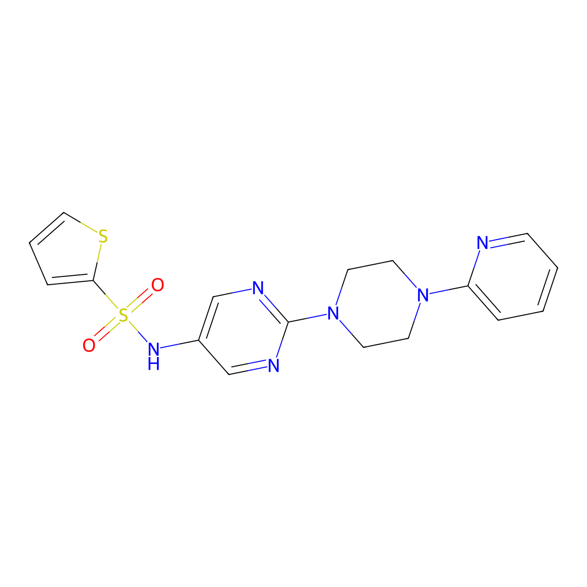 N-{2-[4-(pyridin-2-yl)piperazin-1-yl]pyrimidin-5-yl}thiophene-2-sulfonamide molecular structure, CAS 1396675-83-4