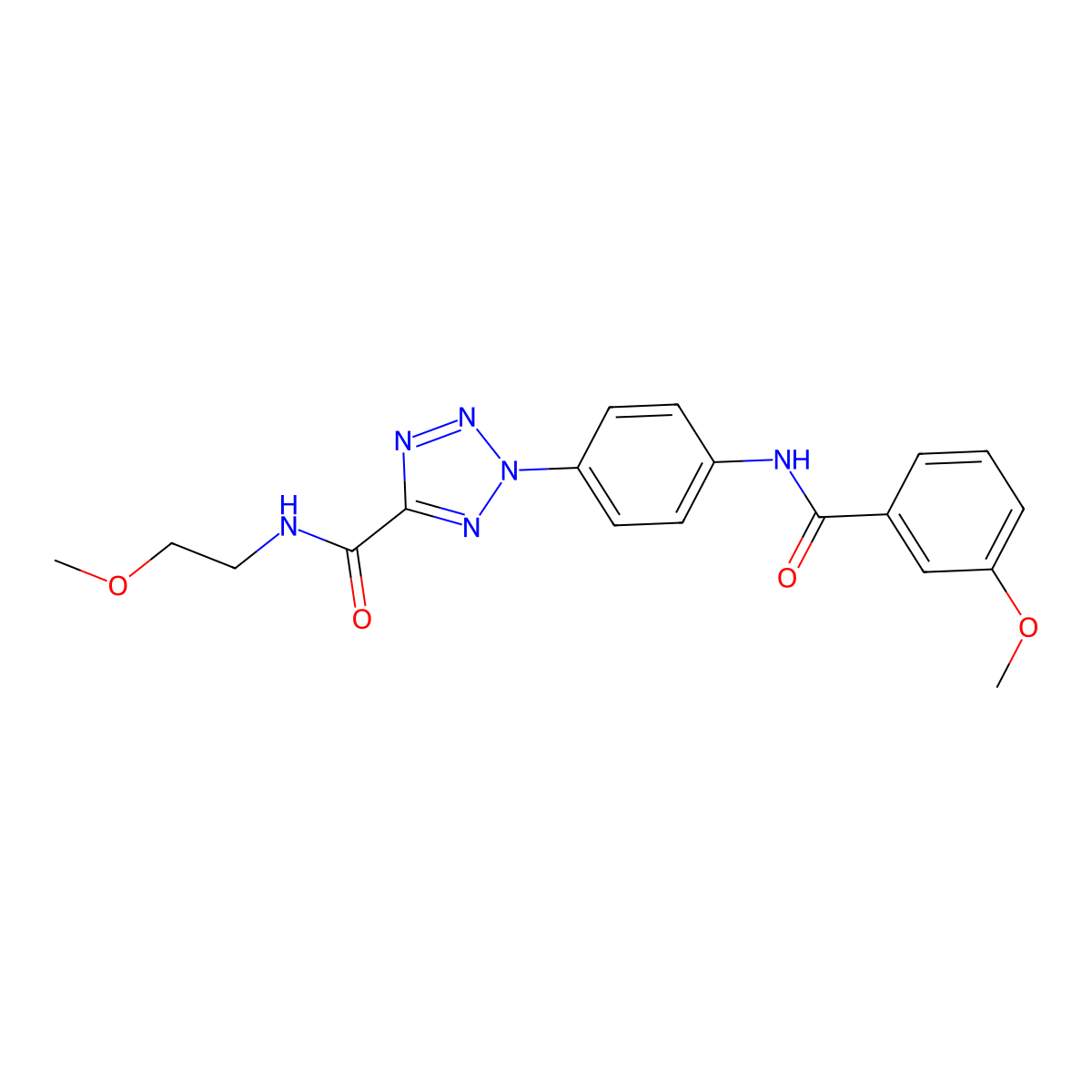 2-(4-(3-methoxybenzamido)phenyl)-N-(2-methoxyethyl)-2H-tetrazole-5-carboxamide molecular structure, CAS 1396675-85-6
