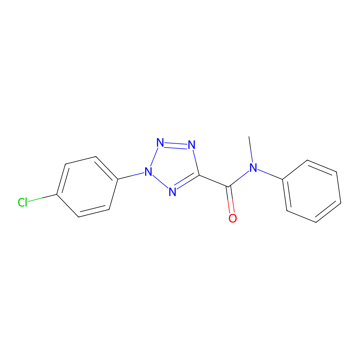 2-(4-chlorophenyl)-N-methyl-N-phenyl-2H-tetrazole-5-carboxamide molecular structure, CAS 1396676-02-0