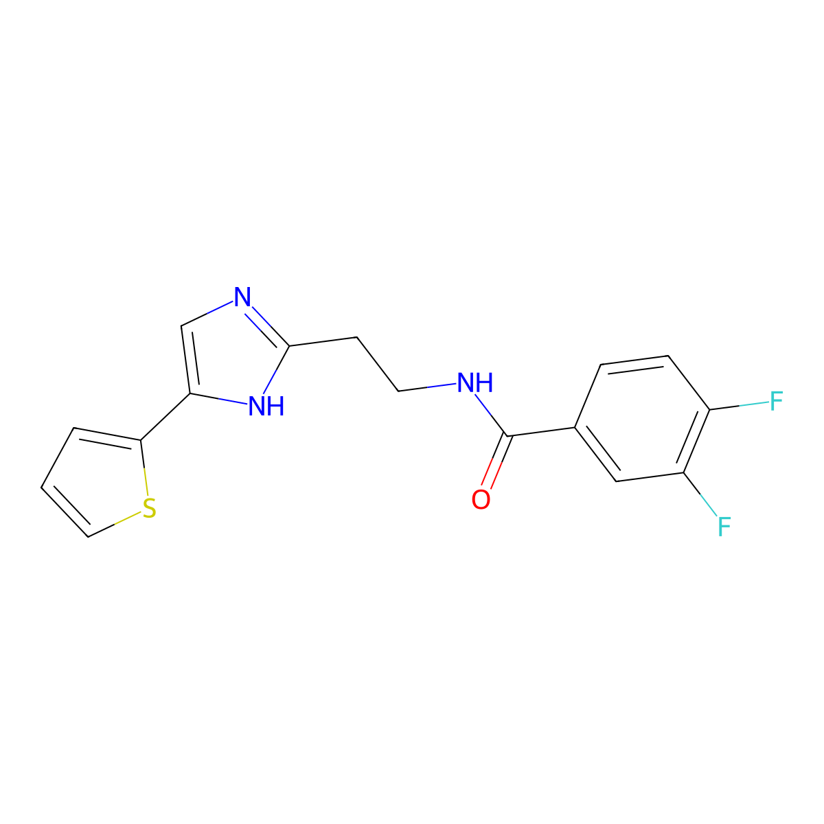 3,4-difluoro-N-{2-[4-(thiophen-2-yl)-1H-imidazol-2-yl]ethyl}benzamide molecular structure, CAS 1396676-14-4
