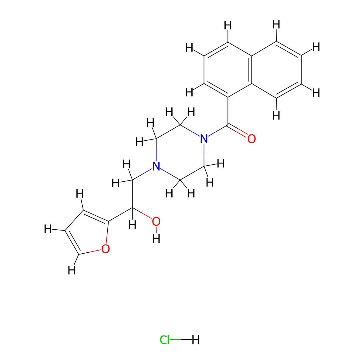(4-(2-(Furan-2-yl)-2-hydroxyethyl)piperazin-1-yl)(naphthalen-1-yl)methanone hydrochloride molecular structure, CAS 1396676-18-8
