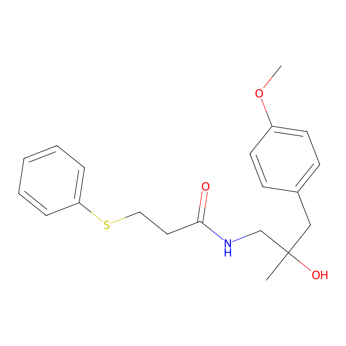 N-(2-hydroxy-3-(4-methoxyphenyl)-2-methylpropyl)-3-(phenylthio)propanamide molecular structure, CAS 1396676-20-2