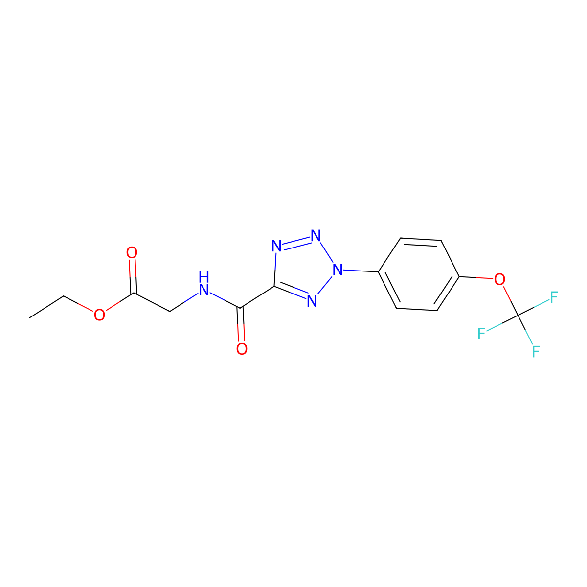ethyl 2-({2-[4-(trifluoromethoxy)phenyl]-2H-1,2,3,4-tetrazol-5-yl}formamido)acetate molecular structure, CAS 1396676-27-9