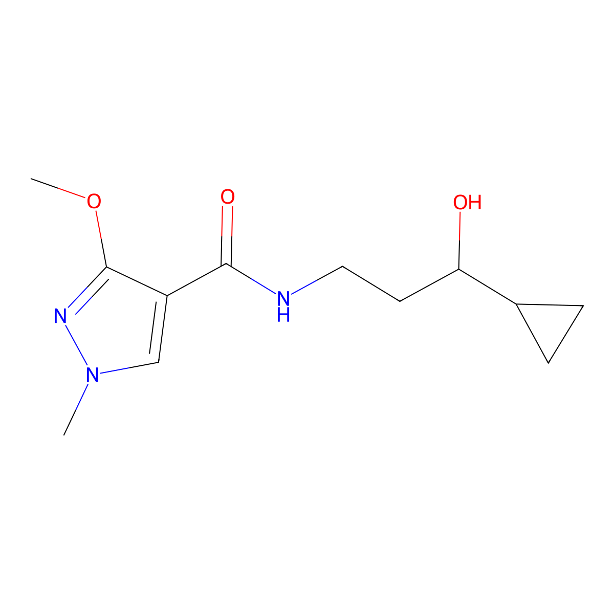 N-(3-cyclopropyl-3-hydroxypropyl)-3-methoxy-1-methyl-1H-pyrazole-4-carboxamide molecular structure, CAS 1396676-33-7
