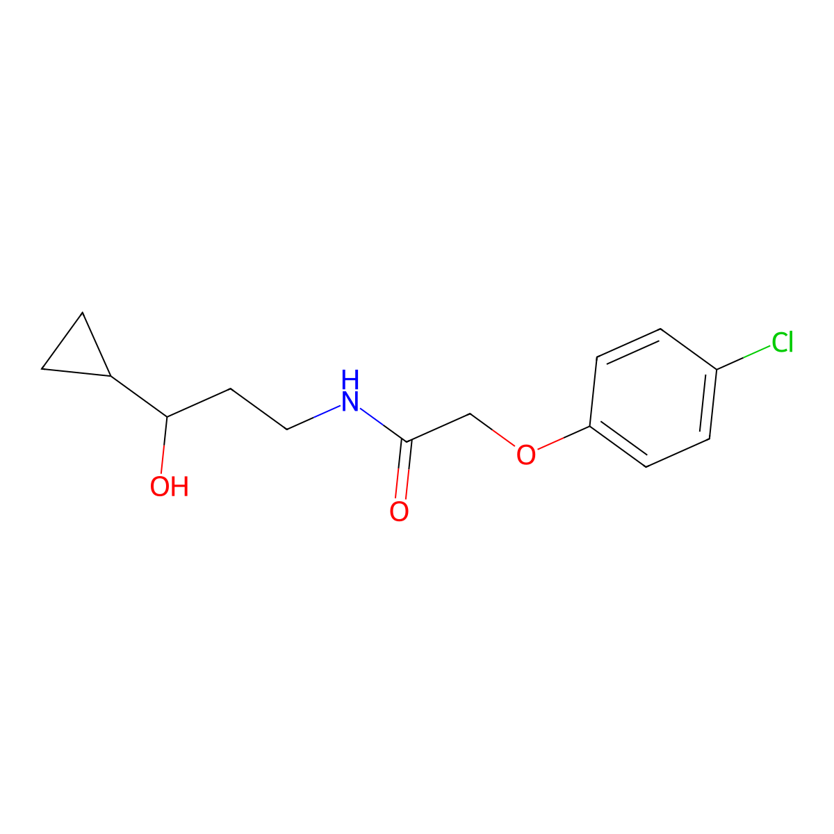 2-(4-chlorophenoxy)-N-(3-cyclopropyl-3-hydroxypropyl)acetamide molecular structure, CAS 1396676-41-7