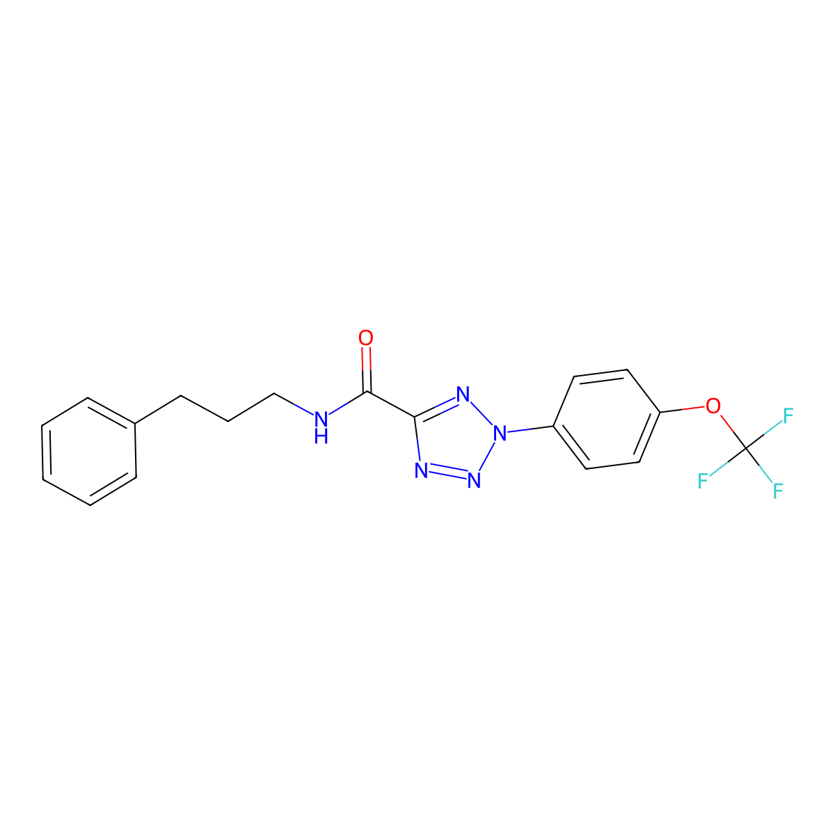 N-(3-phenylpropyl)-2-(4-(trifluoromethoxy)phenyl)-2H-tetrazole-5-carboxamide molecular structure, CAS 1396676-43-9