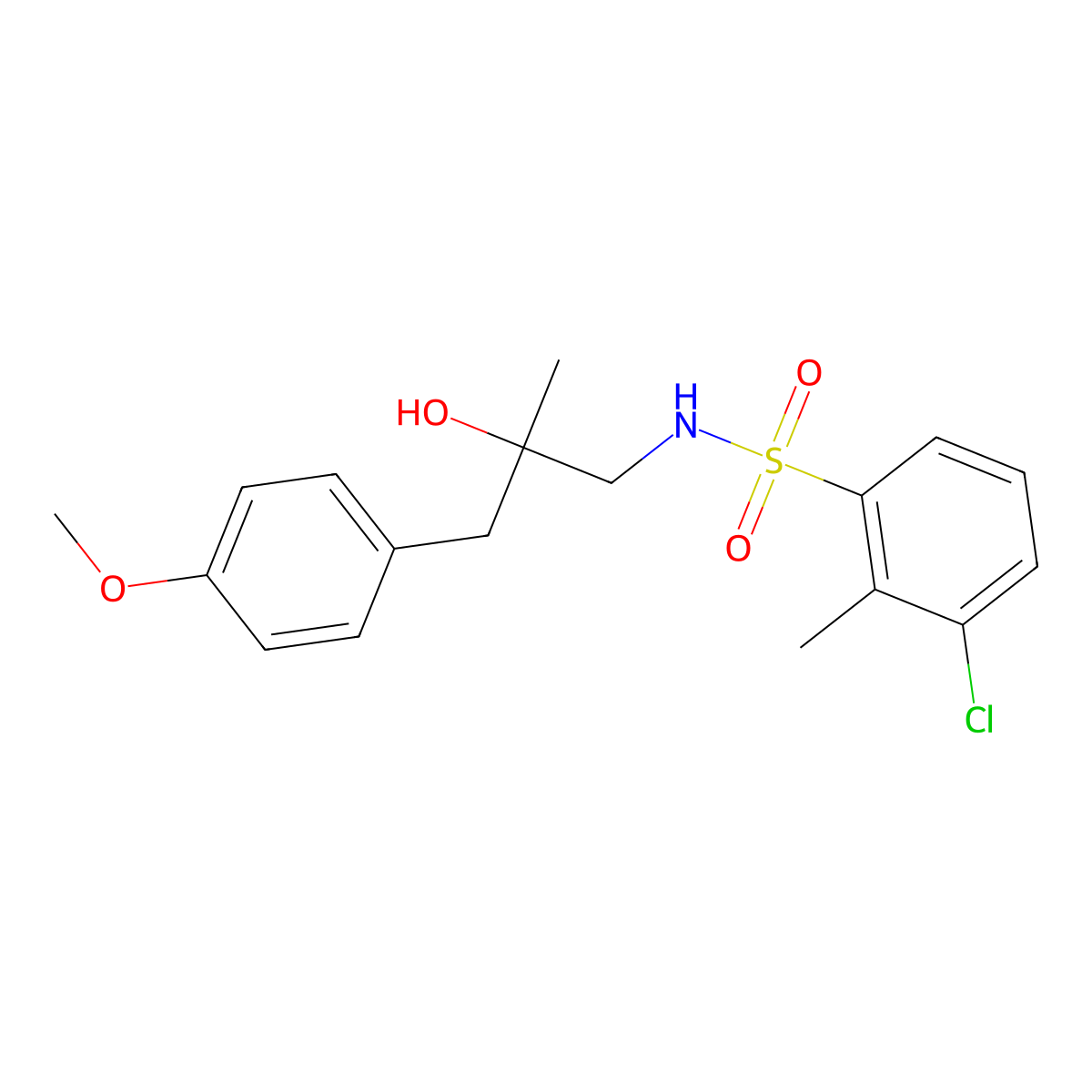 3-chloro-N-(2-hydroxy-3-(4-methoxyphenyl)-2-methylpropyl)-2-methylbenzenesulfonamide molecular structure, CAS 1396676-44-0