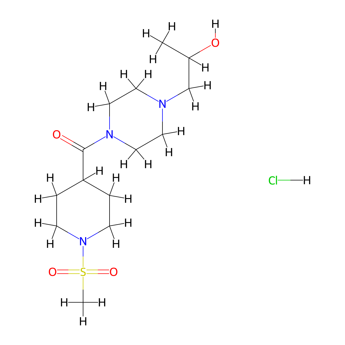 (4-(2-Hydroxypropyl)piperazin-1-yl)(1-(methylsulfonyl)piperidin-4-yl)methanone hydrochloride molecular structure, CAS 1396676-60-0