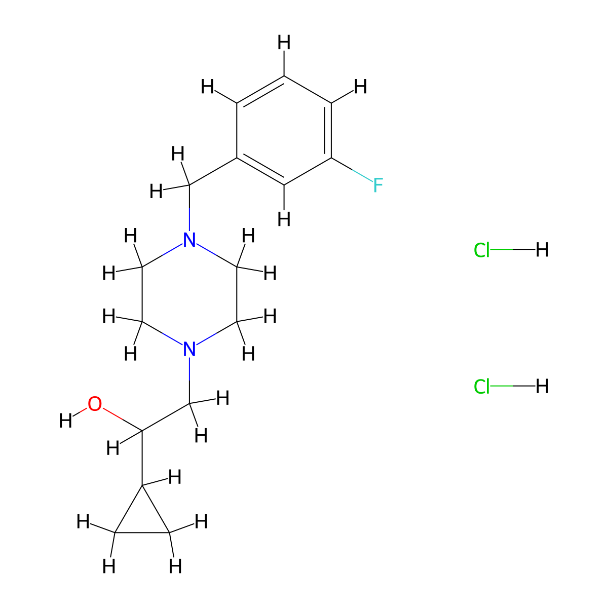 1-Cyclopropyl-2-{4-[(3-fluorophenyl)methyl]piperazin-1-yl}ethan-1-ol dihydrochloride molecular structure, CAS 1396676-73-5