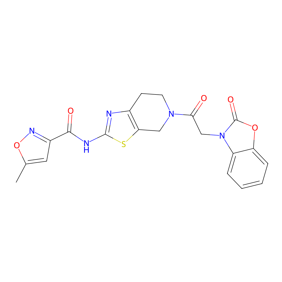 5-methyl-N-(5-(2-(2-oxobenzo[d]oxazol-3(2H)-yl)acetyl)-4,5,6,7-tetrahydrothiazolo[5,4-c]pyridin-2-yl)isoxazole-3-carboxamide molecular structure, CAS 1396676-74-6