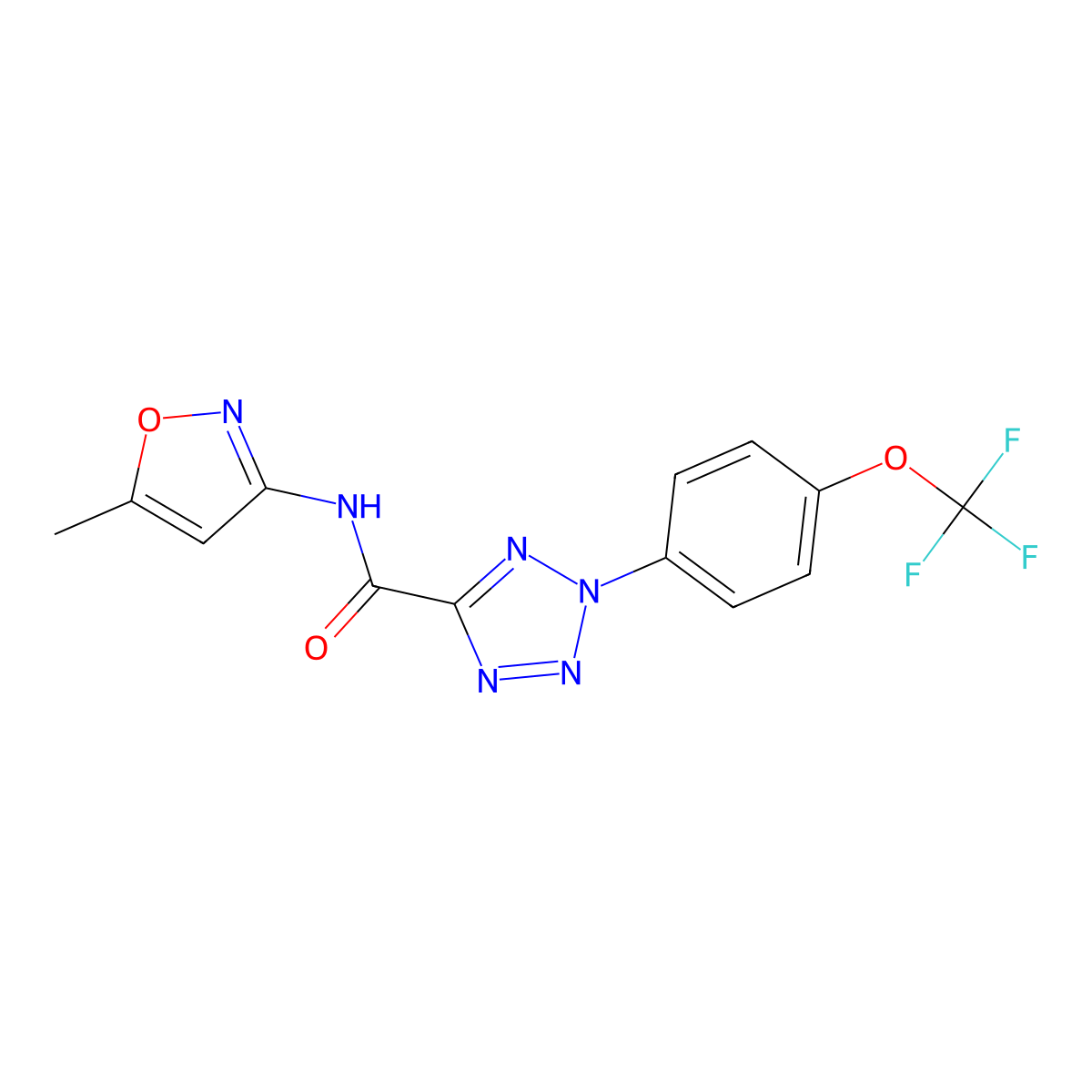 N-(5-methylisoxazol-3-yl)-2-(4-(trifluoromethoxy)phenyl)-2H-tetrazole-5-carboxamide molecular structure, CAS 1396676-75-7