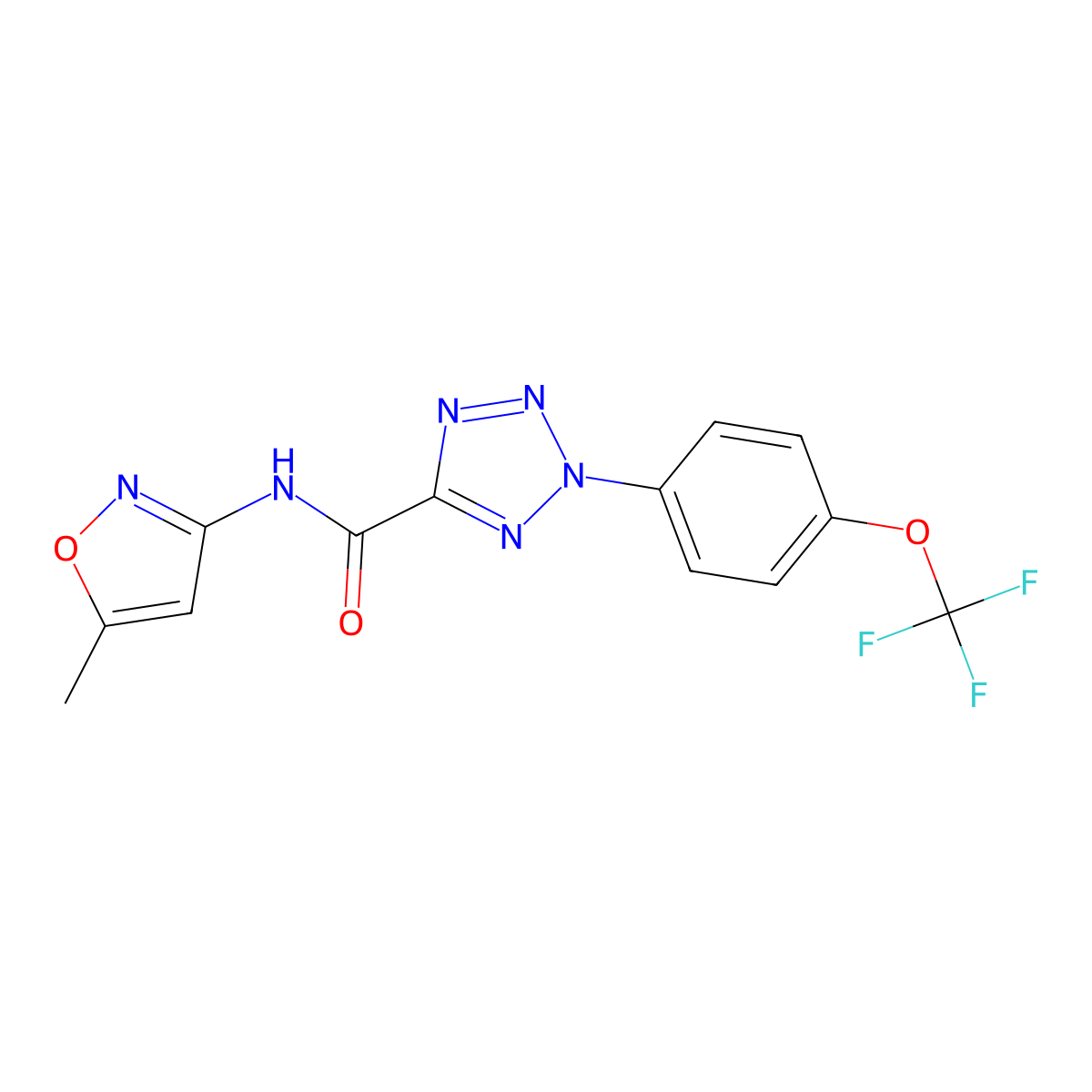 N-(5-methylisoxazol-3-yl)-2-(4-(trifluoromethoxy)phenyl)-2H-tetrazole-5-carboxamide molecular structure, CAS 1396676-75-7