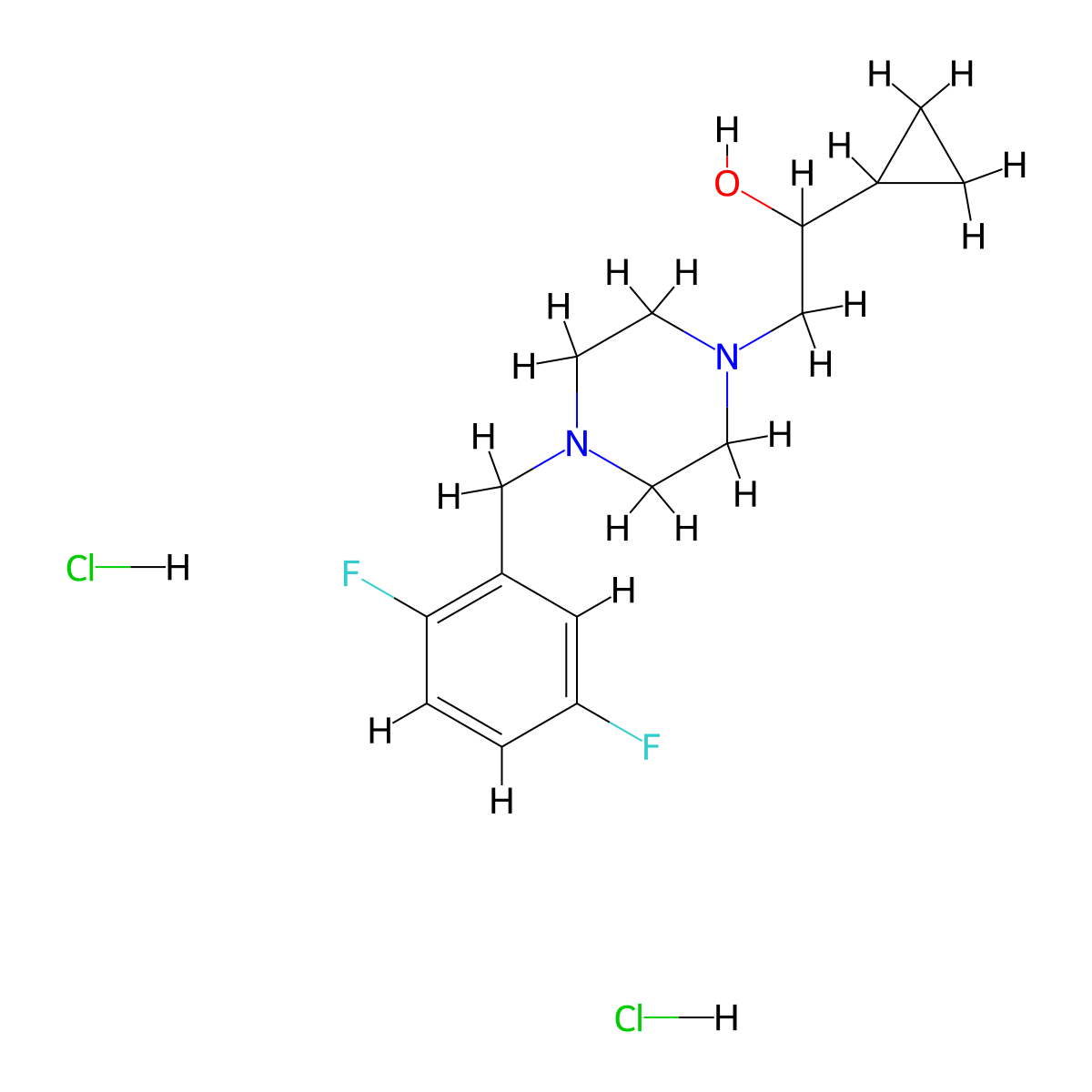 1-Cyclopropyl-2-(4-(2,5-difluorobenzyl)piperazin-1-yl)ethanol dihydrochloride molecular structure, CAS 1396676-82-6