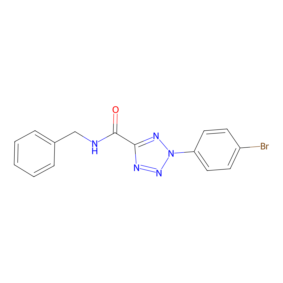 N-benzyl-2-(4-bromophenyl)-2H-tetrazole-5-carboxamide molecular structure, CAS 1396676-97-3