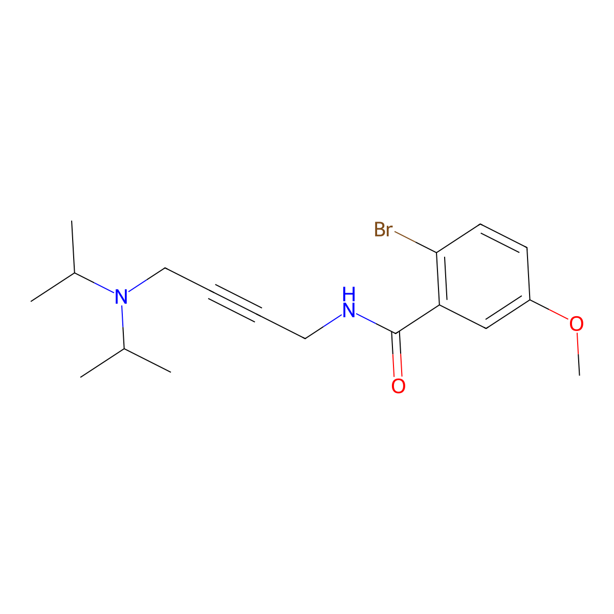 2-bromo-N-(4-(diisopropylamino)but-2-yn-1-yl)-5-methoxybenzamide molecular structure, CAS 1396677-00-1