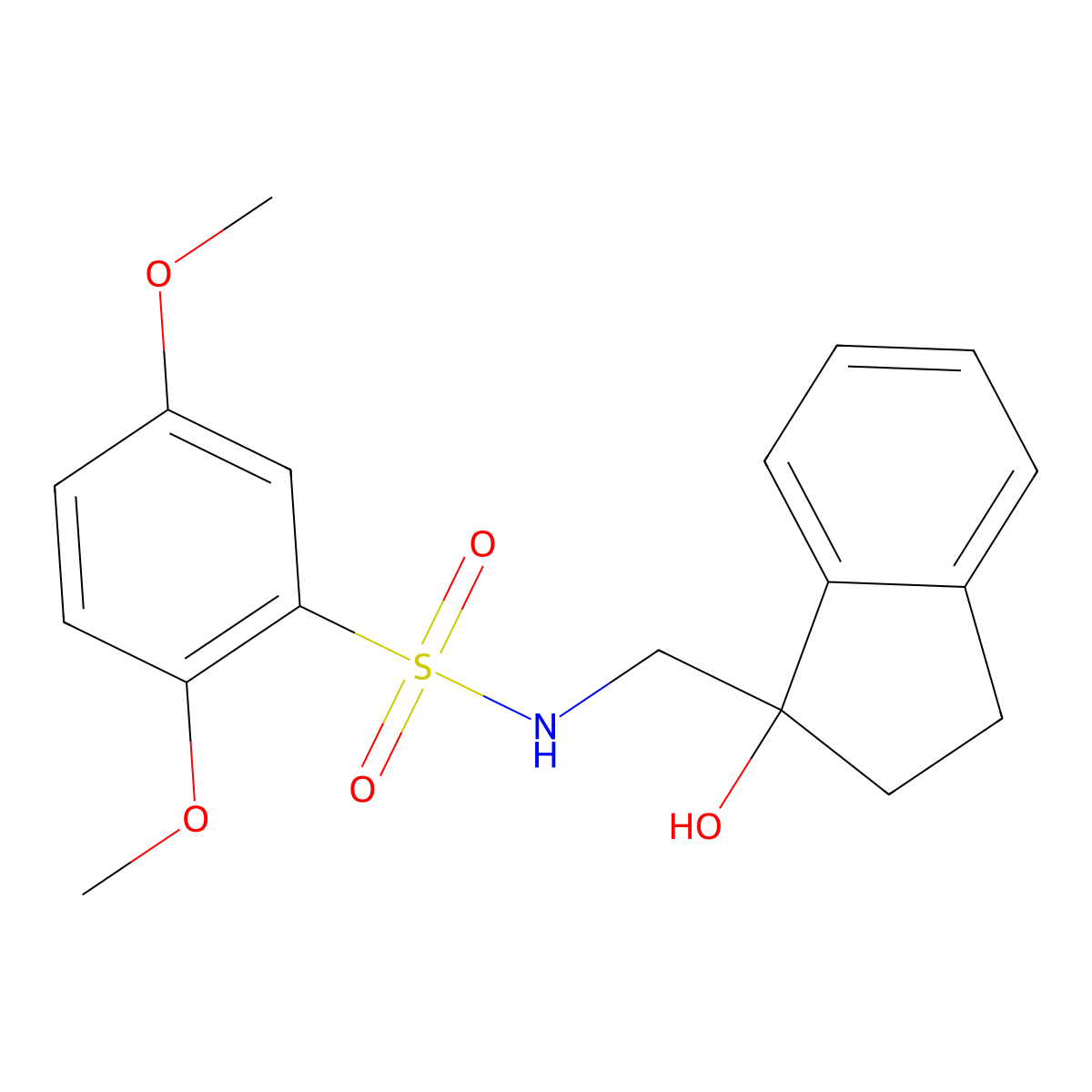 N-((1-hydroxy-2,3-dihydro-1H-inden-1-yl)methyl)-2,5-dimethoxybenzenesulfonamide molecular structure, CAS 1396677-02-3