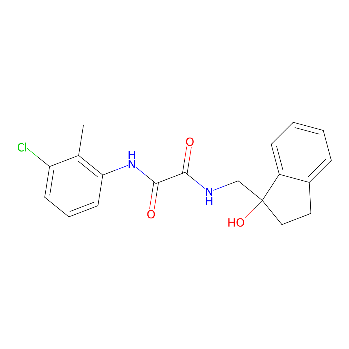 N1-(3-chloro-2-methylphenyl)-N2-((1-hydroxy-2,3-dihydro-1H-inden-1-yl)methyl)oxalamide molecular structure, CAS 1396677-10-3