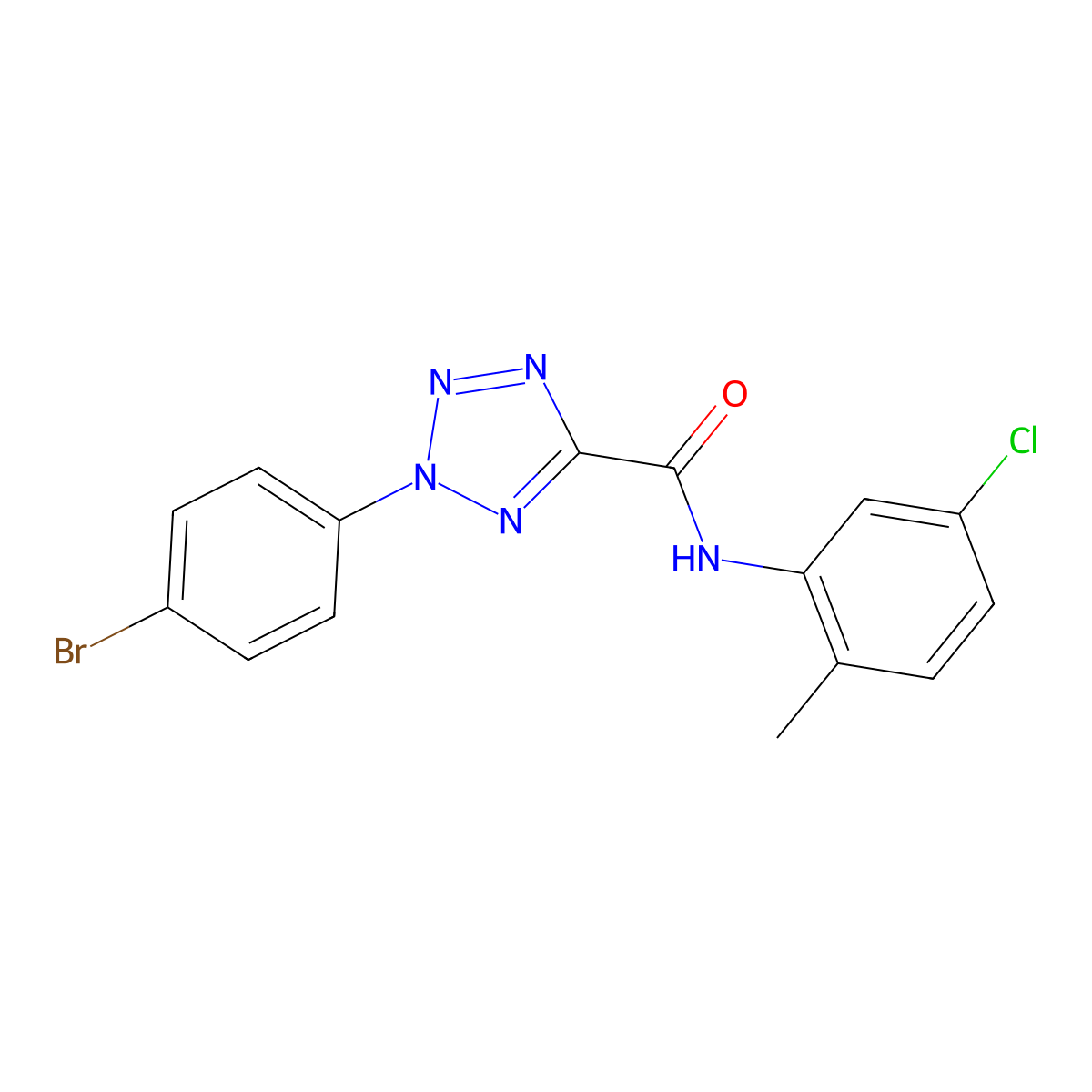 2-(4-bromophenyl)-N-(5-chloro-2-methylphenyl)-2H-tetrazole-5-carboxamide molecular structure, CAS 1396677-12-5