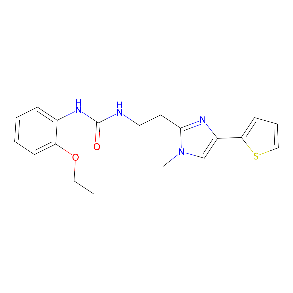 1-(2-ethoxyphenyl)-3-(2-(1-methyl-4-(thiophen-2-yl)-1H-imidazol-2-yl)ethyl)urea molecular structure, CAS 1396677-15-8