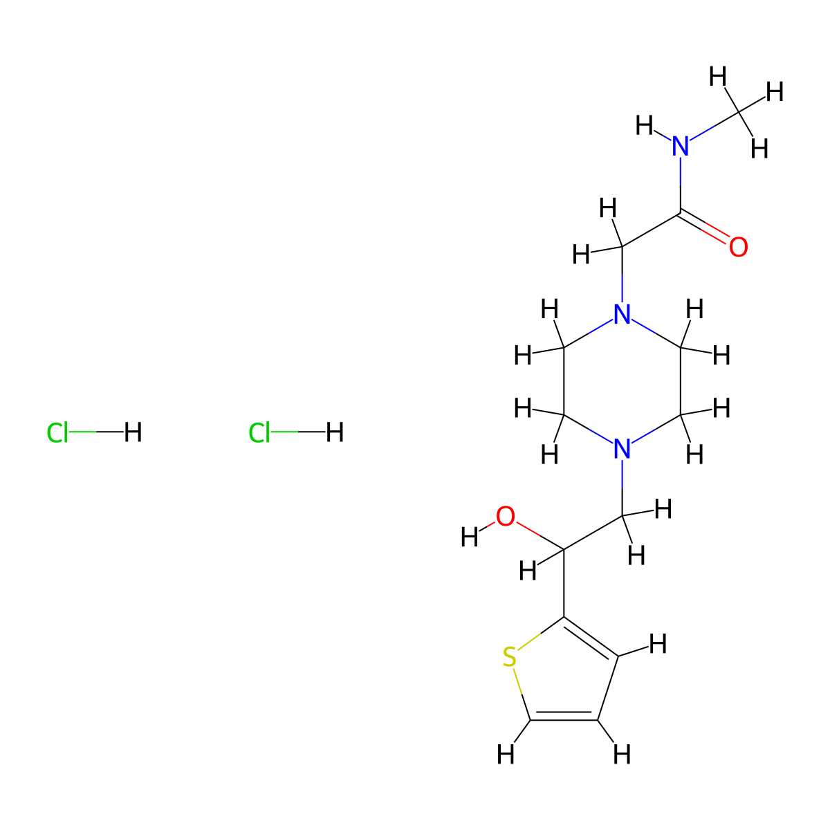 2-{4-[2-Hydroxy-2-(thiophen-2-YL)ethyl]piperazin-1-YL}-N-methylacetamide dihydrochloride molecular structure, CAS 1396677-17-0